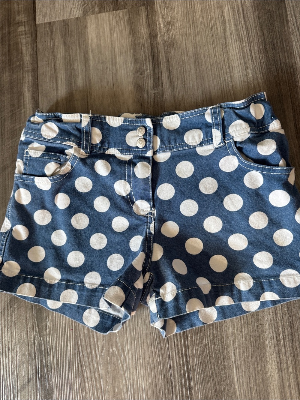 Mini Boden shorts navy blue polka dots girls 11-12 adjustable waist summer